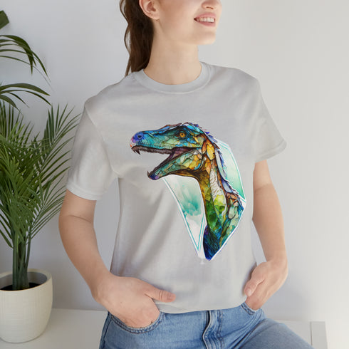 Stained Glass Velociraptor - Short Sleeve Tee